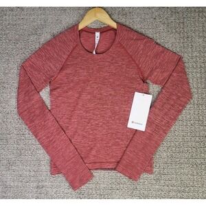 Lululemon Swiftly Tech‎ Long Sleeve 2.0 Race Orange Gray Striped